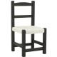 Cadeira de madeira de Paulownia preto e branco e algodão branco | Pequena cadeira de design minimalista para quarto