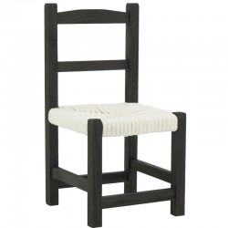Svart og hvitt Paulownia Wooden Chair and White Cotton | Små minimalistisk designstol for soverom