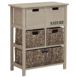Paulownia Wooden Dresser Tonet | Oppbevaringsskap 5 Flettet korn skuffer for soverom og stue