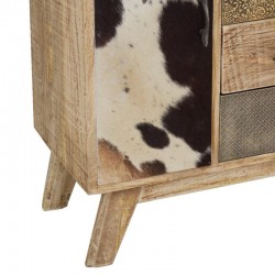 Cómoda Manguer Cajas y Piel de vaca 11 Cajones 1 Puerta | Muebles de almacenamiento de estilo industrial elegante