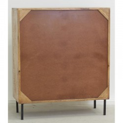 Natural and Black Massif Manguer Wooden Dresser | Low buffet 4 drawers and 2 doors two-tone style