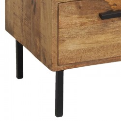 Natural and Black Massif Manguer Wooden Dresser | Low buffet 4 drawers and 2 doors two-tone style