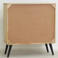 Commode en Bois de Manguier Massif Motif Pétale | Meuble de Rangement 3 Tiroirs Sculpté Chic
