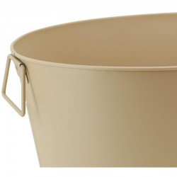 Bassine en Métal Beige Mat avec Anses | Bac à Glaçons et Récipient de Jardinage Polyvalent