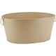 Matt Beige Metal Basin med handtag | Vintage Ice Cube Brick och mångsidig trädgårdsbehållare