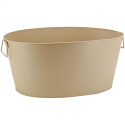 Mattes Beige Metallbecken mit Griffen | Vintage Eiswürfel-Tablett und vielseitiger Gartenbehälter