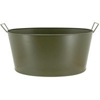 Khaki Matt Basin de metal com 2 alças móveis | Tanque de armazenamento e balde de gelo deco