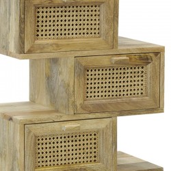 Commode Zigzag en Manguier Massif et Rotin | Grand Meuble de Rangement 6 Tiroirs Style Bohème Chic