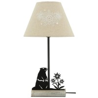 Paulownia og Metal Pattern Marmot Pattern Lamp | Edelweiss Cotton Broderte skygge E27 E27