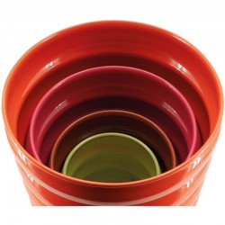 Serie af 4 farverige lakeret metalpotter | Orange, lyserød, brun og grøn til indendørs planter