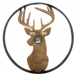 Pine wall clock and black metal Cerf pattern | Large silent clock chalet & design