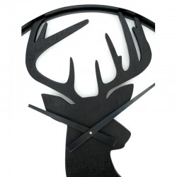 Pine wall clock and black metal Cerf pattern | Large silent clock chalet & design