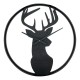 Pine wall clock and black metal Cerf pattern | Large silent clock chalet & design