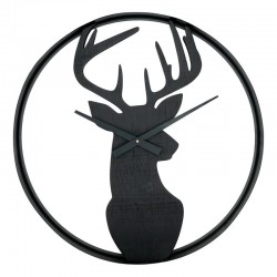 Pine Wall Clock og Black Metal Cerf Mønster | Stort Silent Clock Chalet & Design
