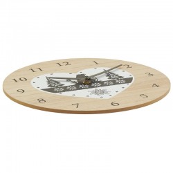 Relógio de parede Chalé de montanha em madeira e metal Ø 30 cm | Decoração de lema de coração preto e branco