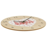 Wall Clock Heart Mountain Chalet Ø 30 cm | Tre Paulownia og Rød og Hvitt Metal | Rustikk deco koselig
