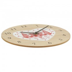 Wall Clock Heart Mountain Chalet Ø 30 cm | Tre Paulownia og Rød og Hvitt Metal | Rustikk deco koselig