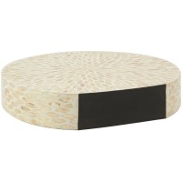 Jarrón de bambú redondo y madre de perla natural | Gran jarrón decorativo artesanal para flores secas Ø40 cm