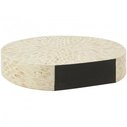 Jarrón de bambú redondo y madre de perla natural | Gran jarrón decorativo artesanal para flores secas Ø40 cm