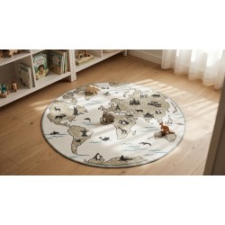 Tapete redondo do câmara de algodão de algodão Ø 120 cm | Grande jogo educacional e decorativo tapete lavável