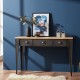 Consola de metal negro y bandeja de madera maciza de 3 cajones - Muebles modernos de estilo industrial