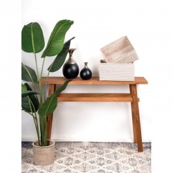 Table console en bois recyclé massif : meuble d'entrée écoresponsable, design rustique et chic pour salon ou couloir