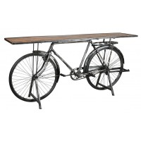 Industriel Console Cykeldesign - Original Black Metal Møbler & Solid Wood Tray