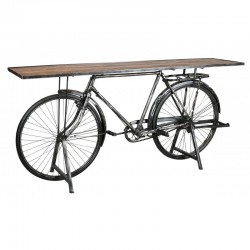Diseño de bicicletas de la consola industrial - Muebles de metal negro originales y bandeja de madera maciza