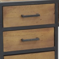 Genanvendt trækonsol og industriel stil metal - Sidebord med 3 skuffer og hylde til indgang og stue