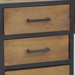 Gerecycleerde houten console en industriële stijl metalen bijzettafel met 3 laden en plank voor ingang en woonkamer