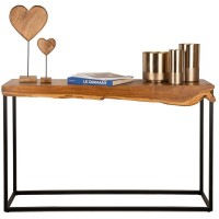 Rectangular Console Teak Wood and Metal Rustic Industrial Style – Unique Recycled Wooden Input Furniture