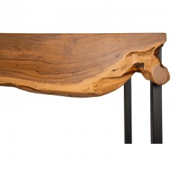 Rectangular Console Teak Wood and Metal Rustic Industrial Style – Unique Recycled Wooden Input Furniture