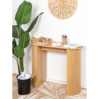 Console de madeira e design de design escandinavo médio, elegante na mobília de entrada, mesa de console moderna e robusta