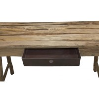 Wooden Console Solid Pin Rustic Style Farm Table Black Metal Drawer - Elegant and Authentic Inlet Furniture