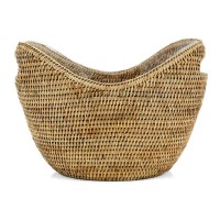 Balde natural do champanhe do rattan com recipiente removível com plexiglass transparente - Elegância e frescor