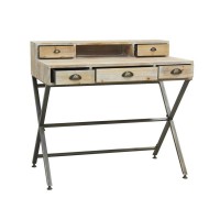 Træ og metal Desk industriel stil med 5 opbevaringsskuffer - Design arbejdsområde og robusthed