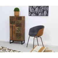 Recycled wooden high convenient and industrial style metal, unique storage cabinet, robust and eco-friendly home