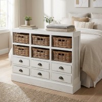 Antiek wit houten dressoir 12 laden | Entree-kast en console achterbankkast