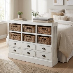 Antique Bianco Cassettiera in legno 12 Cassetti | Armadio per ingresso e console