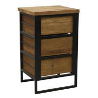 Commode en bois recyclé et métal noir 3 tiroirs - Meuble de rangement industriel et écoresponsable pour chambre ou salon