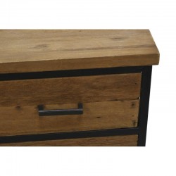 Commode en bois recyclé et métal noir 3 tiroirs - Meuble de rangement industriel et écoresponsable pour chambre ou salon