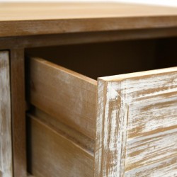 Cómoda en madera vieja y consternado 3 cajones elegante estilo - Gabinete de almacenamiento vintage y artesanal con encanto auté
