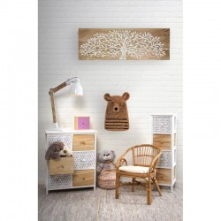 Dresser 6 Drawers Natural Wood and White Scandinavian Style Large Storage Furniture Room Design Elegant and Modern