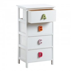 Dresser Child in White Wood 4 Laden met handgrepen Letters Alfabet - Speelse opslag en design