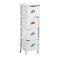 Dresser Child Lacquered Wood Hvit 4 Skuffer med håndtaksknapper - Oppbevaringsrom