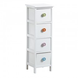 Dresser Child Lacquered Wood Hvit 4 Skuffer med håndtaksknapper - Oppbevaringsrom