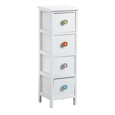 Dresser Child Lackquered Wood White 4 Laden met handgrepenknoppen - Berging