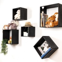 Estante 5 cubos de madera Paulownia Negro modular - Impuesto de almacenamiento o escalera