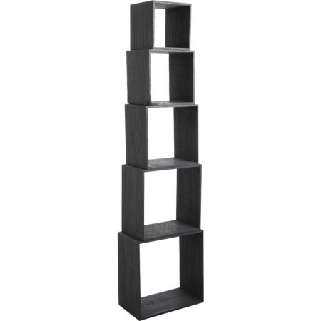 Estante 5 cubos de madera Paulownia Negro modular - Impuesto de almacenamiento o escalera