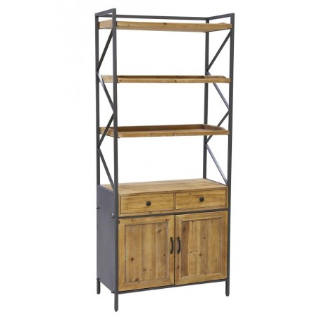 Pin- En metalen industriële stijl plank - 4 Niveaus, 2 laden, 2 opslagstrand
